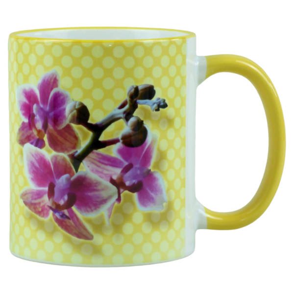 Geschenk für Orchideenliebhaber – Tasse mit Blüten-Design, Motiv wählbar, 330ml