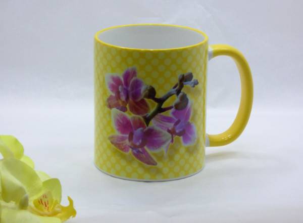 Orchideen Kaffeebecher Keramik Mini Schmetterlingsorchidee bedruckt