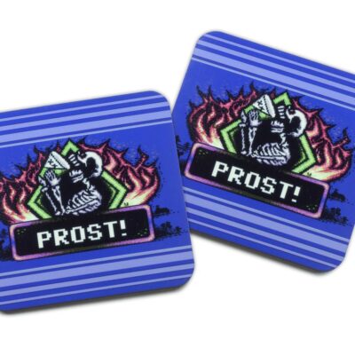 Nerd Geschenke Untersetzer mit exklusiver Commodore 64 8-bit Pixel Art, 2er Set, 90×90 cm