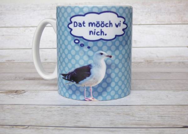 Kaffeetasse mit norddeutschem Spruch "Dat mööch wi nich"