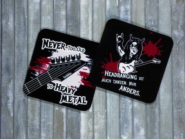 Glasuntersetzer Heavy Metal Motiv