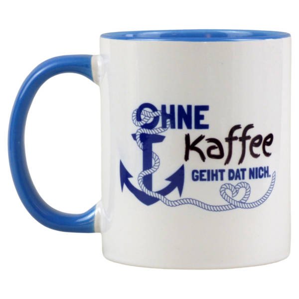Motivtasse mit norddeutschem Spruch und Anker