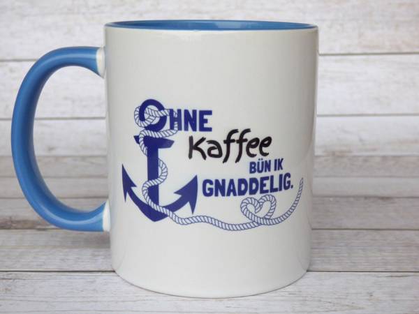 Fördeblau Kaffeebecher maritim plattdeutscher Spruch