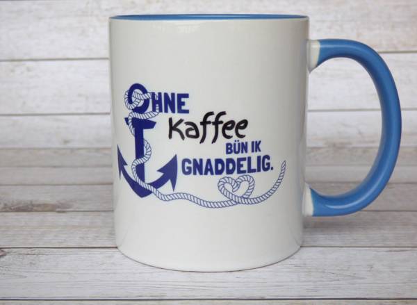 Fördeblau Kaffeebecher maritim plattdeutscher Spruch