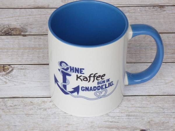 Fördeblau Kaffeebecher maritim plattdeutscher Spruch