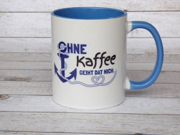 Fördeblau Kaffeebecher maritim plattdeutscher Spruch