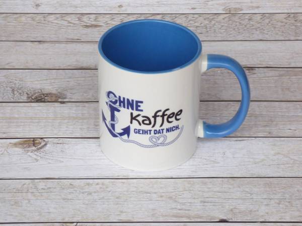 Fördeblau Kaffeebecher maritim plattdeutscher Spruch
