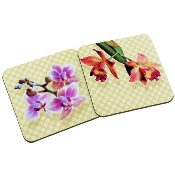 Tischuntersetzer mit Orchideen Blumen Blüte | Geschenk für Blumenliebhaber | 2er Set | 9×9 cm