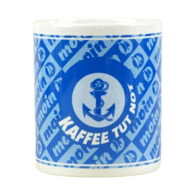 Becher maritim mit ‘Kaffee tut Not’ Spruch und Anker als Symbol, 300ml