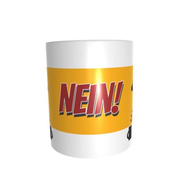 Kaffeebecher lustig Klomännchen pinkelt in Becher vorne-1