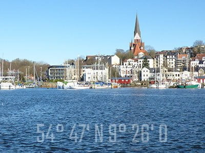Flensburg mit Längen und Breitengrad