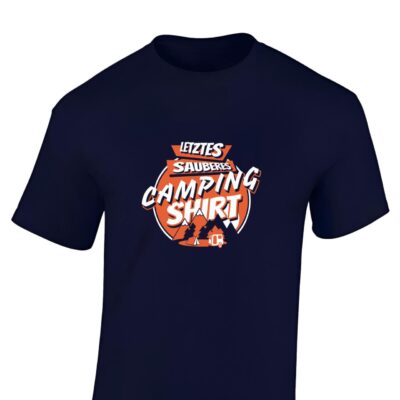 Herren Camper T Shirt mit Spruch ‘Letztes sauberes Camping Shirt’ | Lustiges Geschenk für Campingfreunde