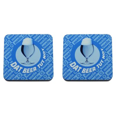 Spruch Untersetzer mit ‘Moin – Dat Beer tut Not’ | Witziges Geschenk auf Plattdeutsch | 2er Set | 9×9 cm