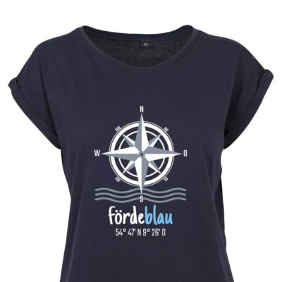 Maritimes Damen T Shirt mit Kompass und Koordinaten | Nautische Geschenkidee für Segler | 100% Baumwolle