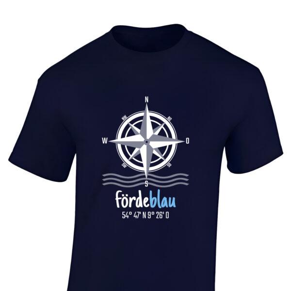 Maritimes T Shirt mit Koordinaten und Kompass | Einzigartiges Geschenk für Segler | Marineblau | 100% Baumwolle