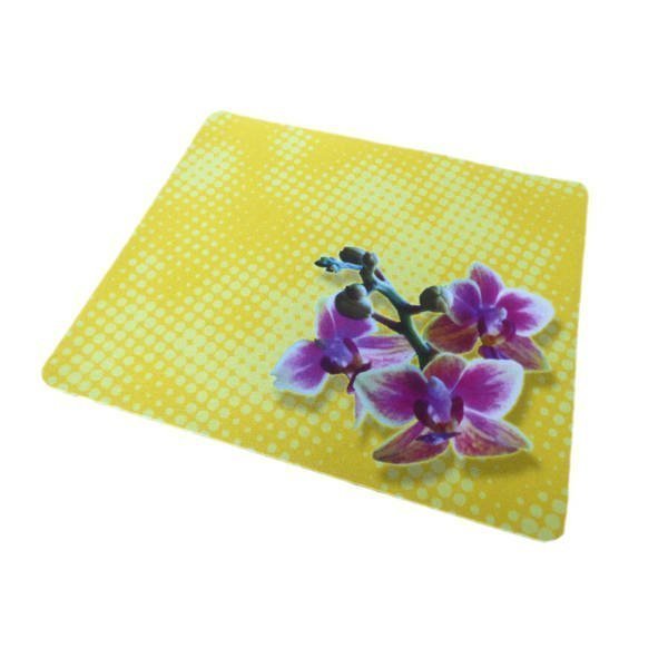 Gelb gepunktetes Mousepad mit Orchideen-Motiv