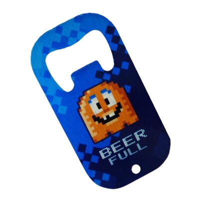 Edelstahl Flaschenöffner Retro-Pixeldesign “Beer Full”/”Beer Empty”