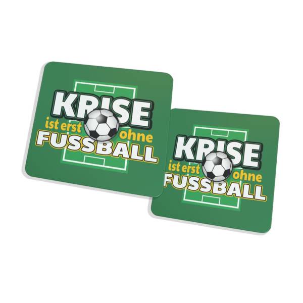 Fußball Tischdeko Untersetzer mit Spruch | Lustige Geschenkidee für Fussballfan | 2er Set, 9 x 9 cm