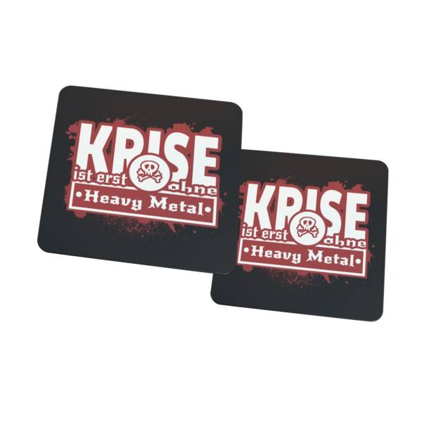 Coole Heavy Metal Deko Untersetzer mit Spruch | Lustiges Geschenk für Heavy Metal Fans | 2er Set | 9 x 9 cm