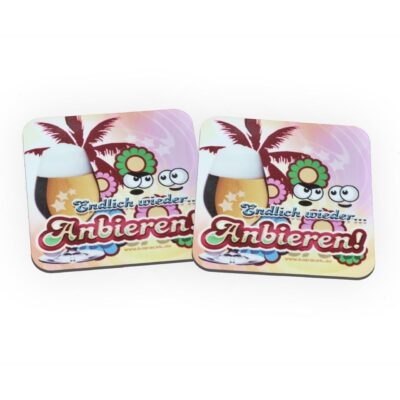 Lustige Spruch Untersetzer ‘Endlich wieder anbieren’ | Lustiges Geschenk für Männer | 2er Set | Holz