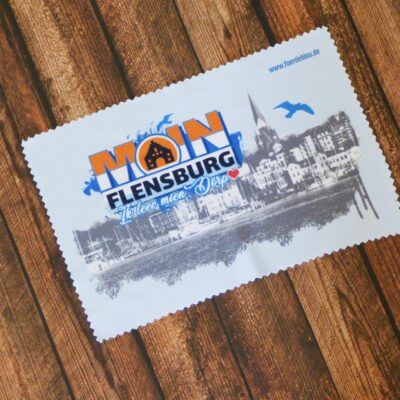 Glasputztuch (auch Brillenputztuch) – mit Flensburger Motiv aufgedruckt