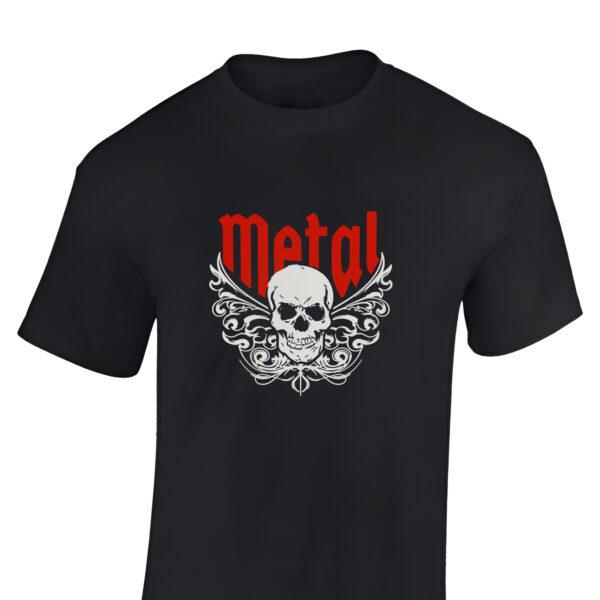 Herren Heavy Metal T-Shirt mit Totenkopf | Cooles Geschenk für Heavy Metal Fan | 100% Baumwolle