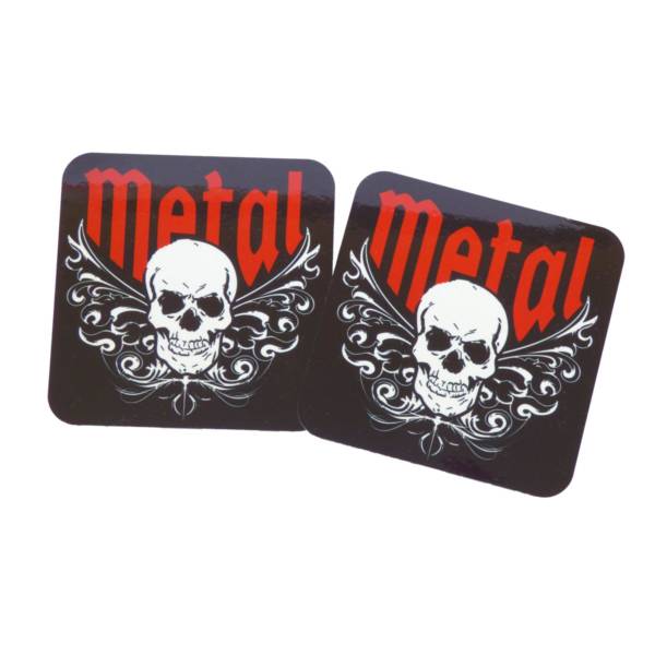 Rockige Heavy Metal Untersetzer mit Totenkopf | Tisch Deko als Geschenk für Metal Fans | 2er Set | 9×9 cm