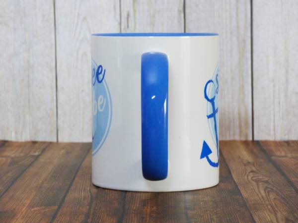 Blaue Tasse maritim bedruckt