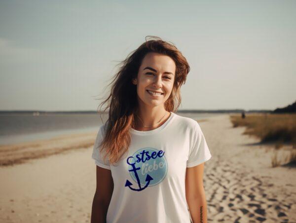 Damen T Shirt mit Anker und Ostsee Liebe | Maritime Ostseegeschenke | 100% Baumwolle