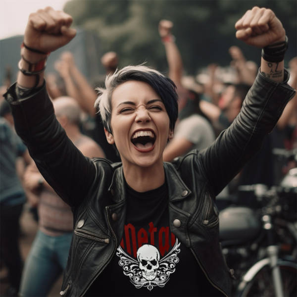 Heavy Metal Damenshirt mit Totenkopf und Tribal