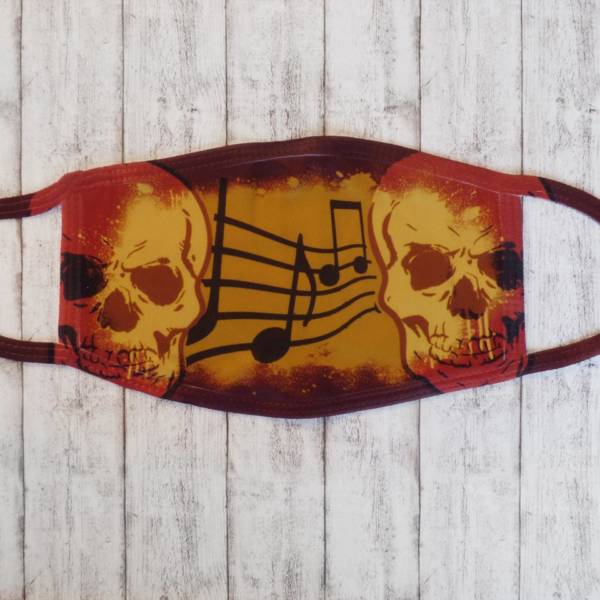 Mund- & Nasenmaske / Community-Maske im Totenkopf-Design für Musik-Fans