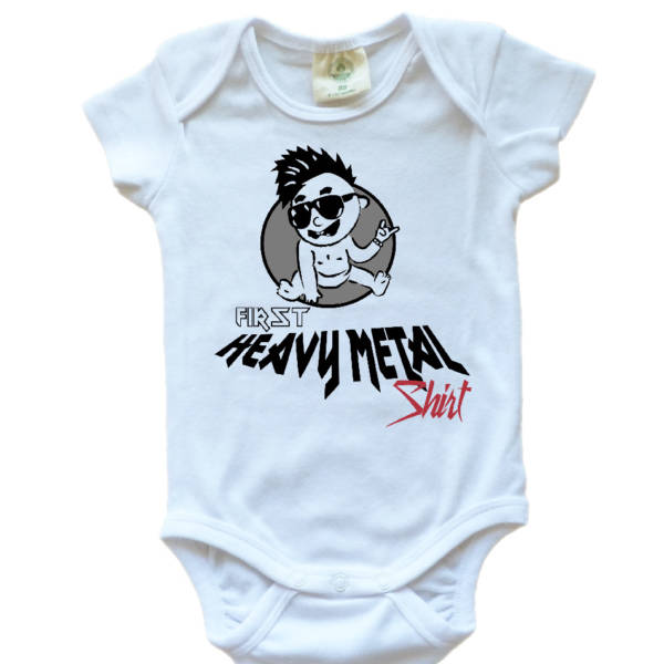 Babybody lustig bedruckt ‚First Heavy Metal Shirt‘