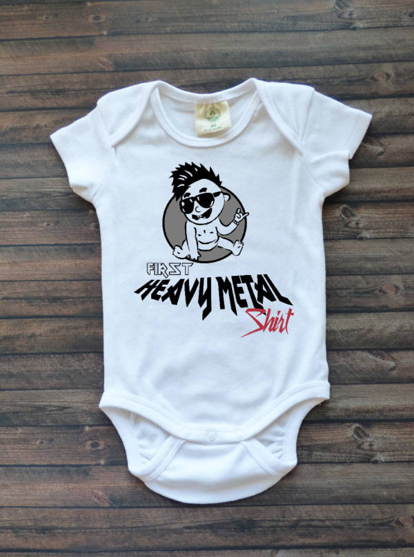 Babybody lustig bedruckt 'First Heavy Metal Shirt'