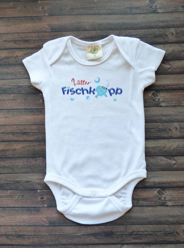 Babystrampler norddeutsch bedruckt Lütter Fischkopp