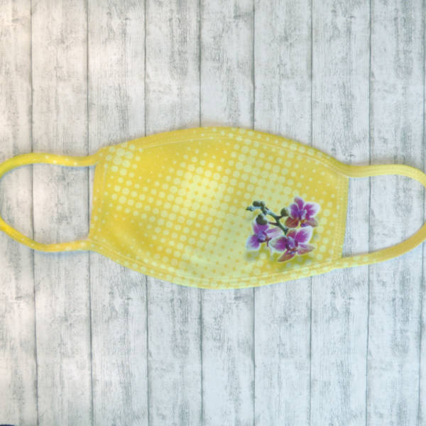 Behelfsmaske/Alltagsmaske mit Orchideen-Motiv