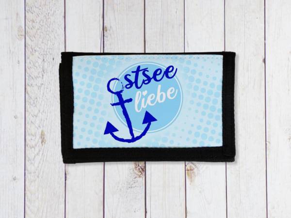 Kleine Geldbörse maritim blau mit Anker und Ostsee Liebe Motiv