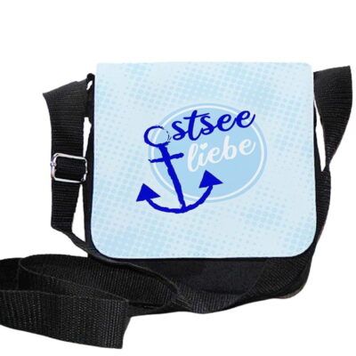 Kleine (18x20cm) Maritime Umhängetasche / Schultertasche mit Anker-Motiv “Ostsee-Liebe” für Damen und Herren