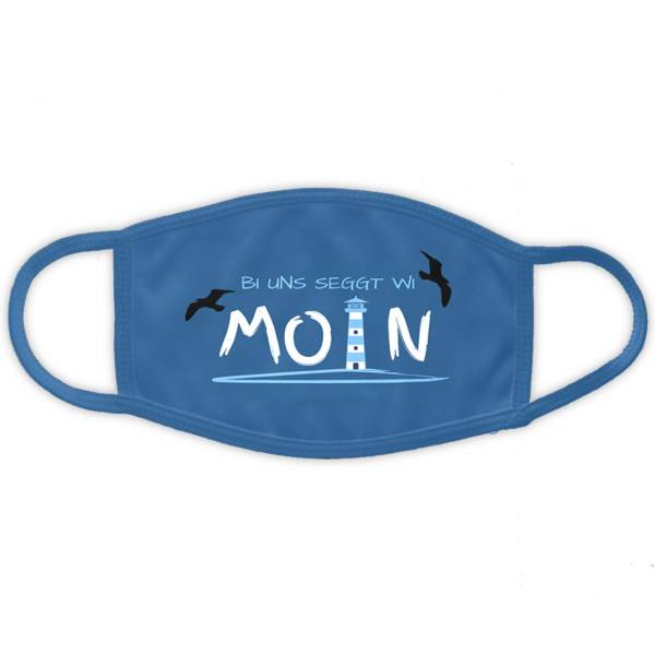 Mund-Nasenbedeckung maritim blau mit Leuchtturm