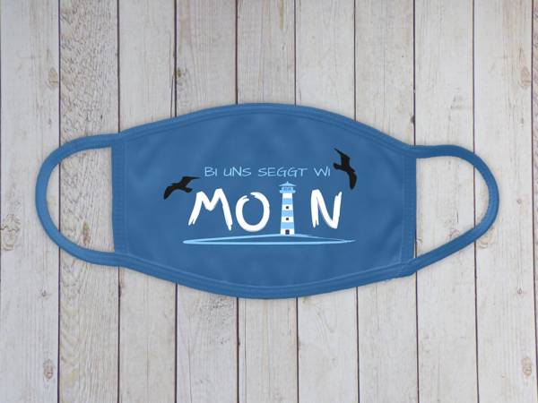 Blaue Mund-Nasen Bedeckung Bi uns seggt wi Moin