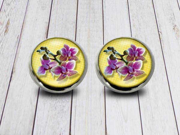 Schöne Orchideen-Blüte als Ohrschmuck für Damen