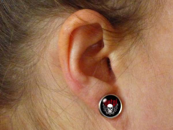Cooler Totenkopf Heavy-Metal Ohrschmuck
