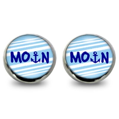 Anker Ohrringe/Modeschmuck für Männer und Frauen mit Schriftzug ‘Moin’