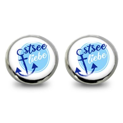 Maritime Anker Ohrringe / Cabochon Ohrstecker Modeschmuck ‘Ostsee Liebe’