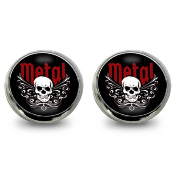 Totenkopf Ohrstecker / Ohrringe schwarz Heavy Metal mit Skull Motiv