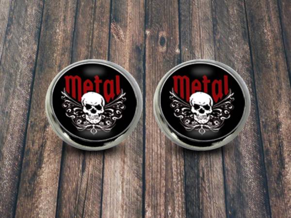 Ohrstecker Totenkopf und Tribals Heavy Metal