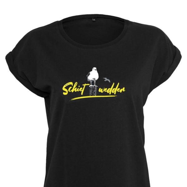 Damen Schietwetter T Shirt mit Möwe und Spruch ‘Watt’n Schietwedder’ | Originelle Geschenke auf Plattdeutsch