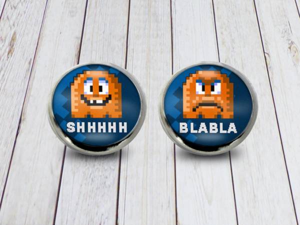 Lustige Ohrstecker Pixel-Art mit Spruch