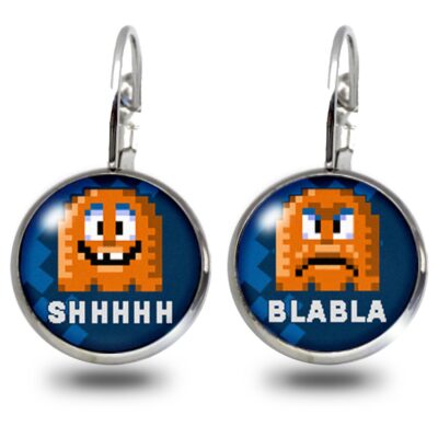 Witziges Geschenk für Frauen mit Pixel-Art / Lustige Ohrringe mit Spruch / Modeschmuck aus Edelstahl