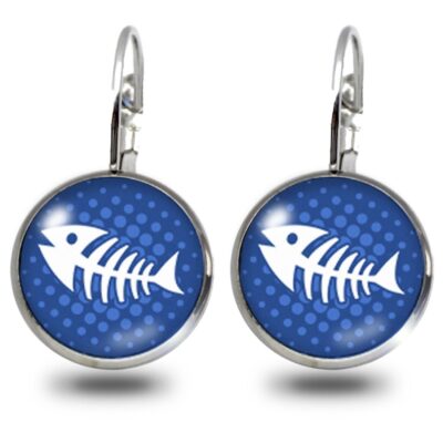 Ohrringe-Anhänger 12mm Geschenk für Frauen mit Fischgräten-Motiv | Modeschmuck aus Edelstahl und Glas