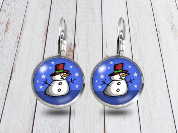 Modeschmuck Ohrringe mit Schneemann-Winter-Motiv